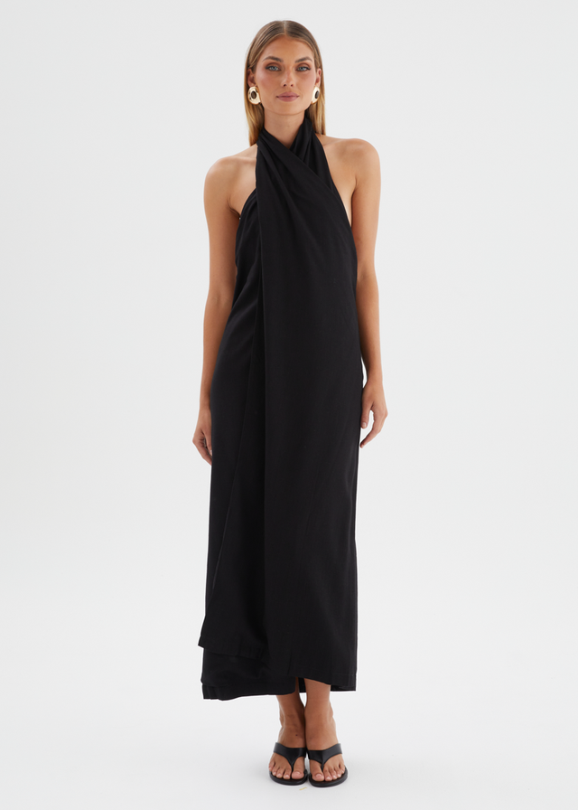 Iridessa Halter Maxi Dress - Black