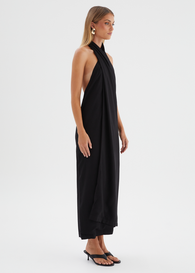 Iridessa Halter Maxi Dress - Black