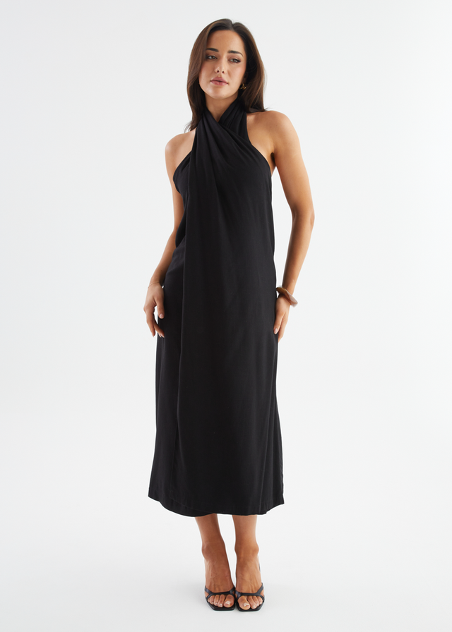 Iridessa Halter Maxi Dress - Black