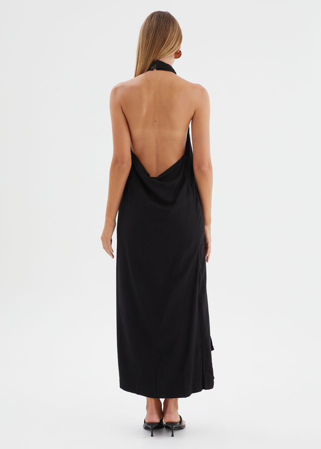 Iridessa Halter Maxi Dress - Black