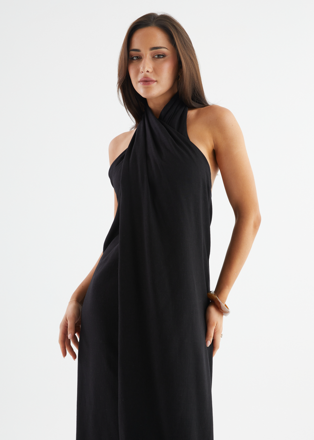 Iridessa Halter Maxi Dress - Black