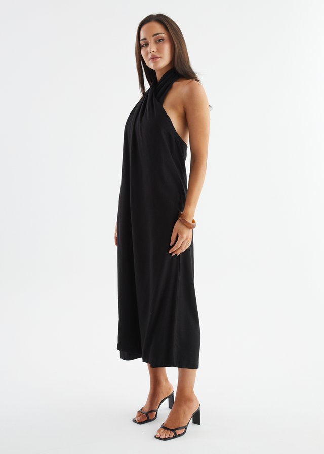 Iridessa Halter Maxi Dress - Black
