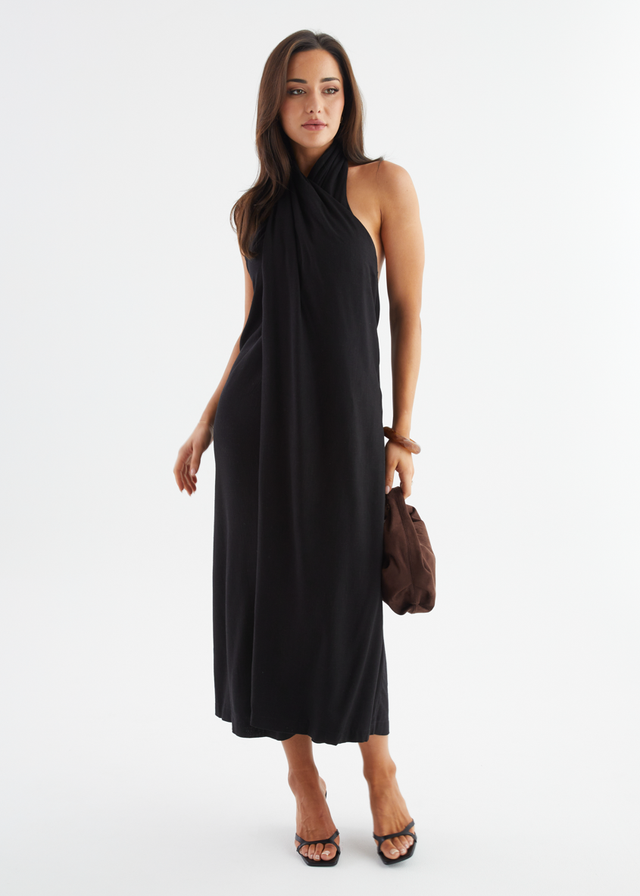 Iridessa Halter Maxi Dress - Black