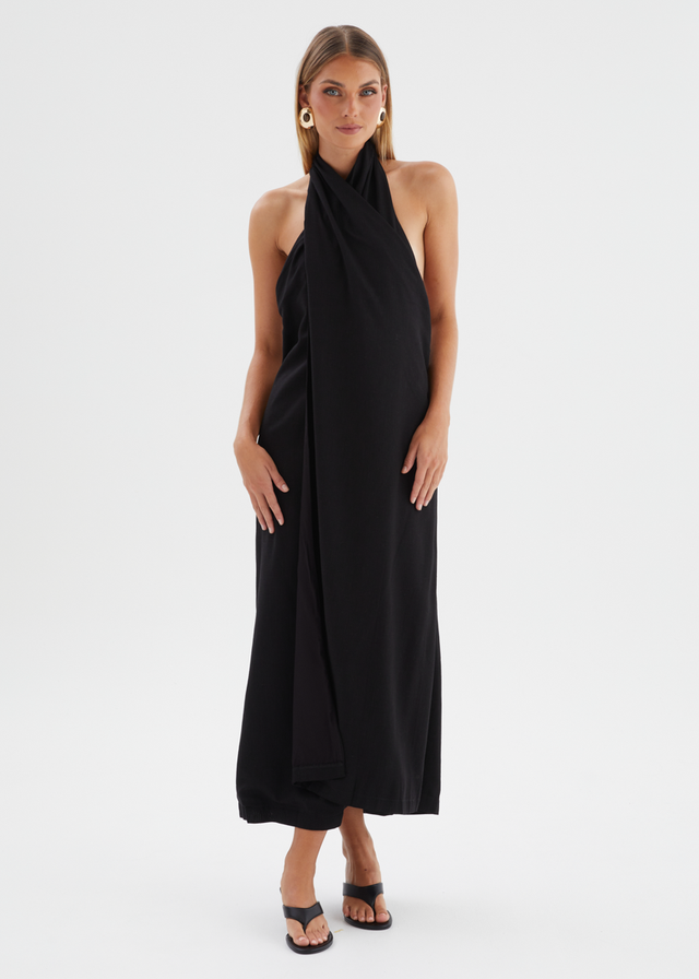 Iridessa Halter Maxi Dress - Black
