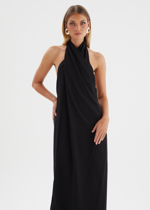Iridessa Halter Maxi Dress - Black