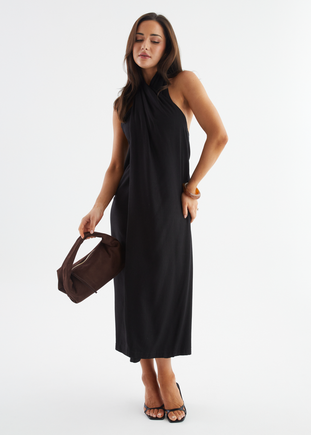 Iridessa Halter Maxi Dress - Black