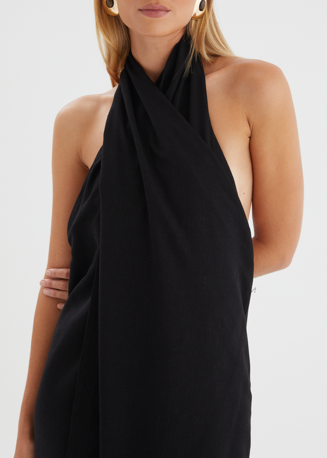 Iridessa Halter Maxi Dress - Black