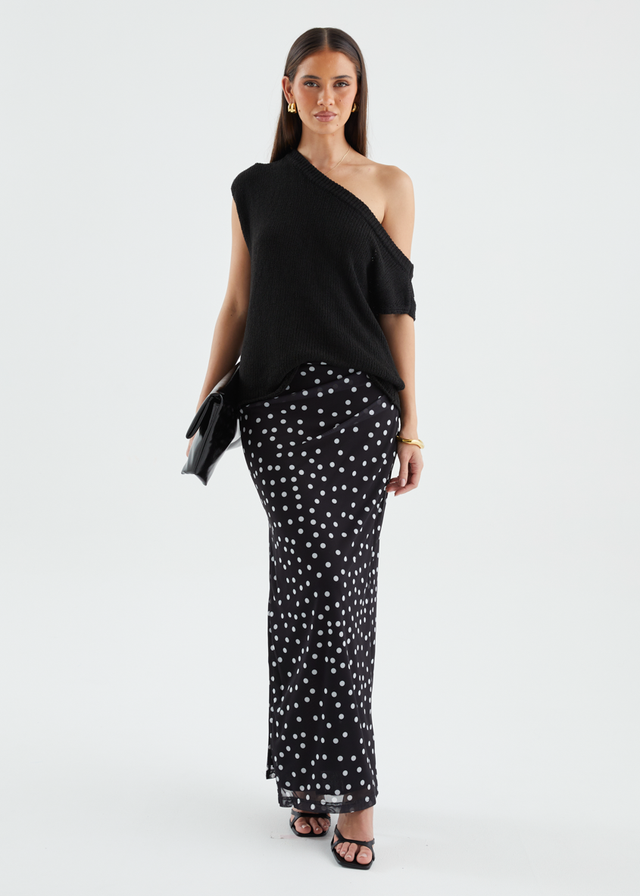 Solay Maxi Skirt - Black Polka
