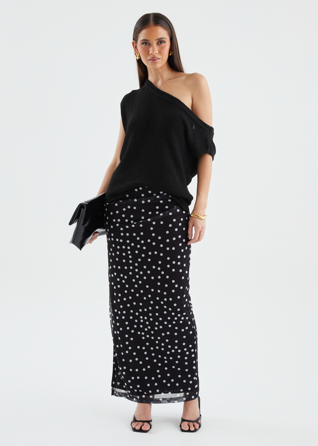 Solay Maxi Skirt - Black Polka