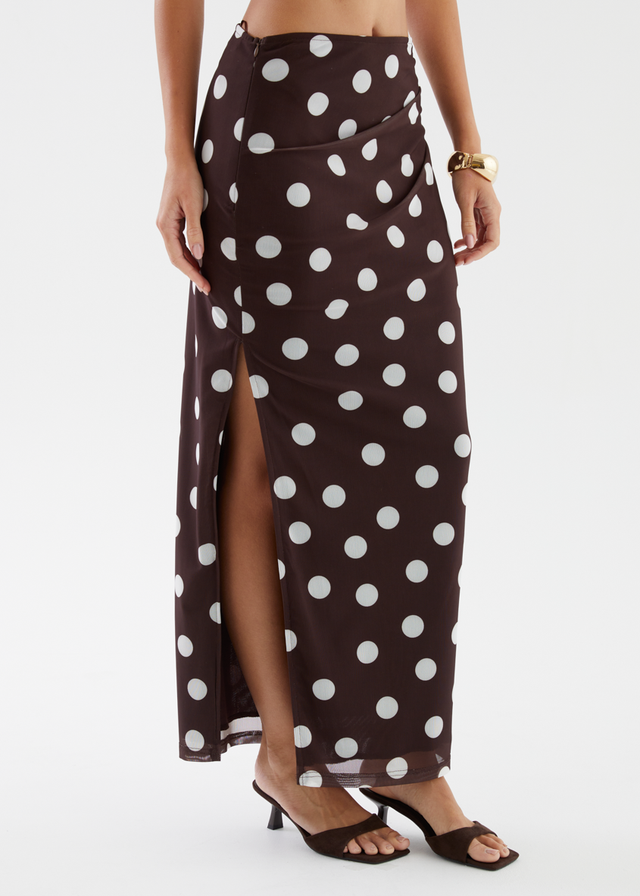 Solay Maxi Skirt - Chocolate Polka