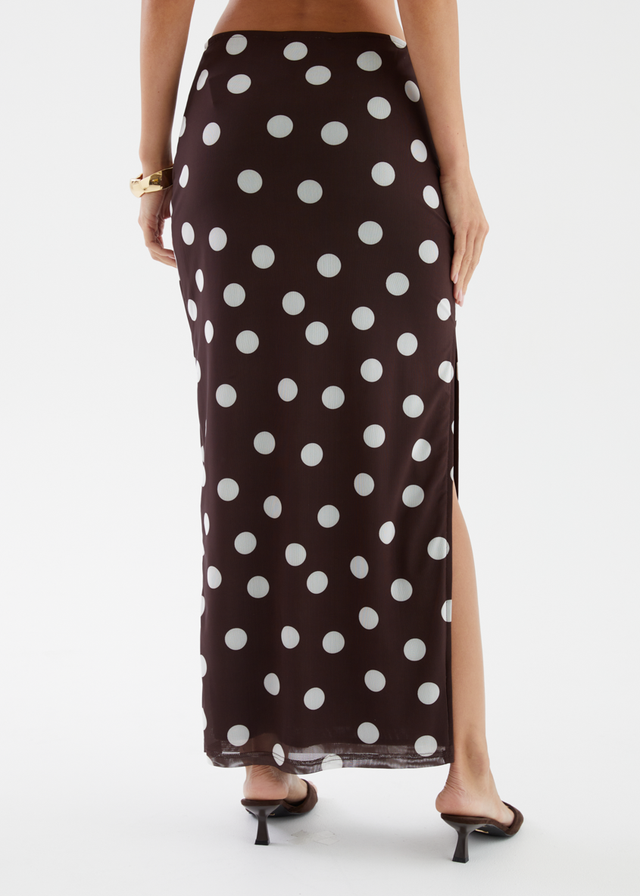 Solay Maxi Skirt - Chocolate Polka