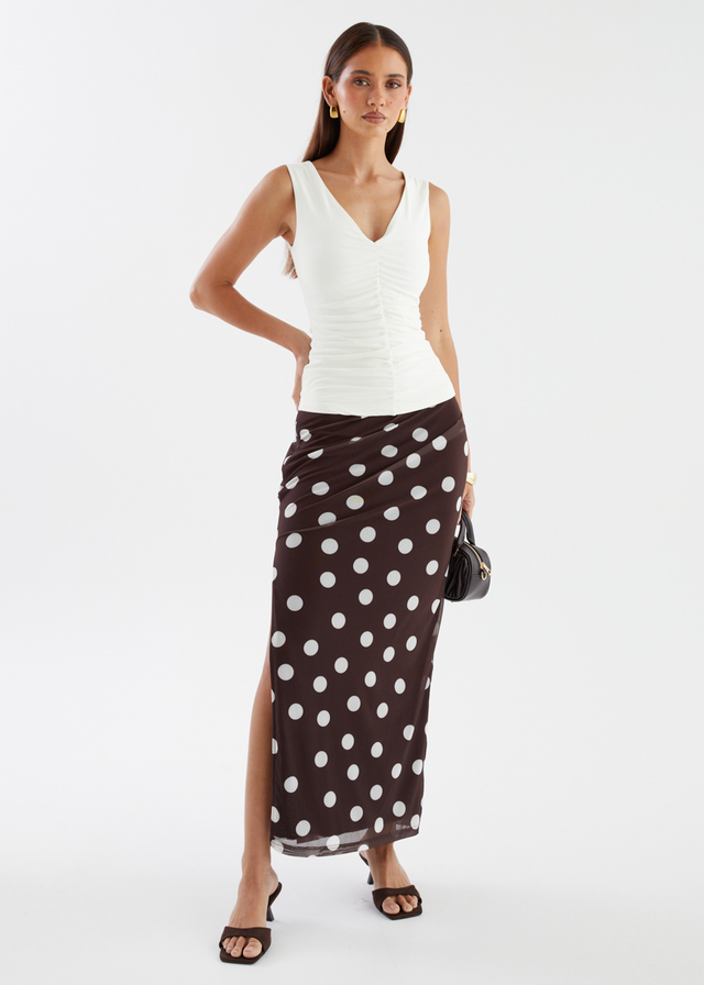 Solay Maxi Skirt - Chocolate Polka