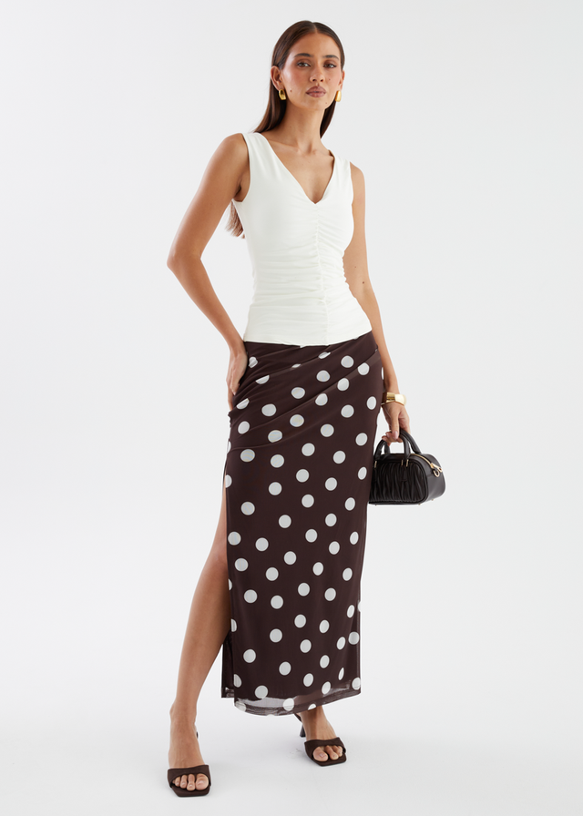 Solay Maxi Skirt - Chocolate Polka