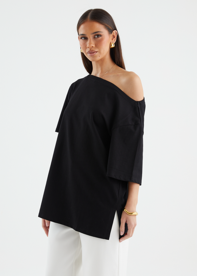Mylee Drop Shoulder Top - Black