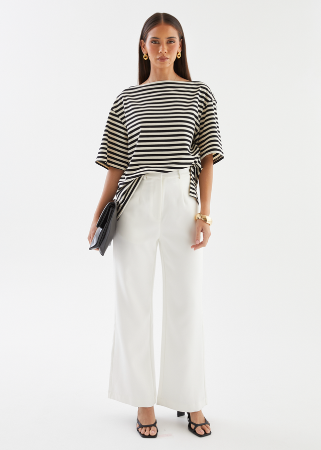 Calle Drop Shoulder Top - Black Stripe