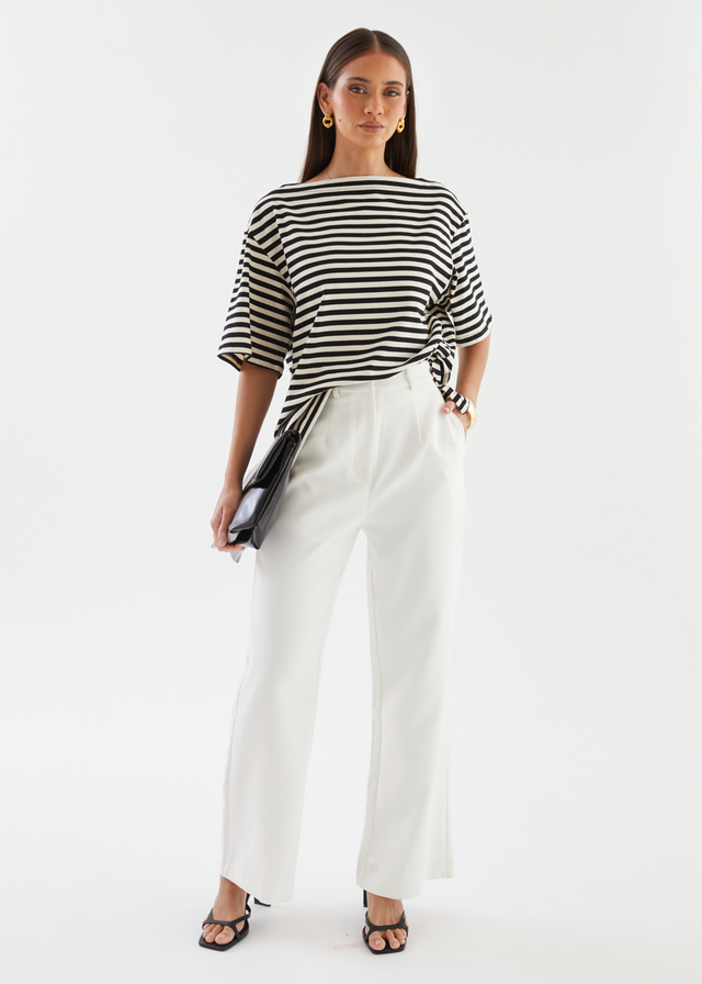 Calle Drop Shoulder Top - Black Stripe