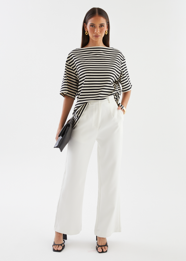 Calle Drop Shoulder Top - Black Stripe