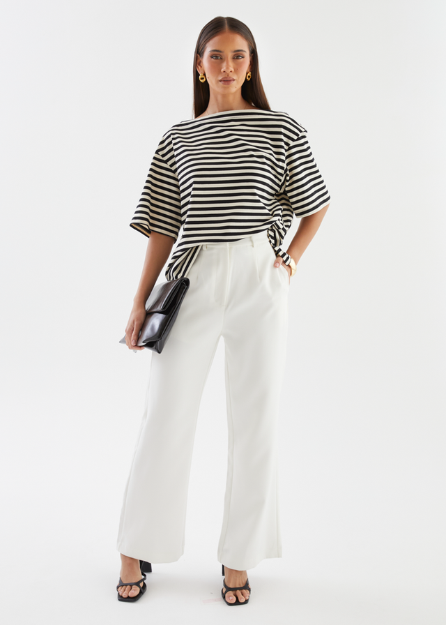 Calle Drop Shoulder Top - Black Stripe