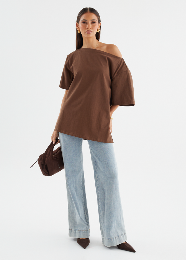 Mylee Drop Shoulder Top - Chocolate