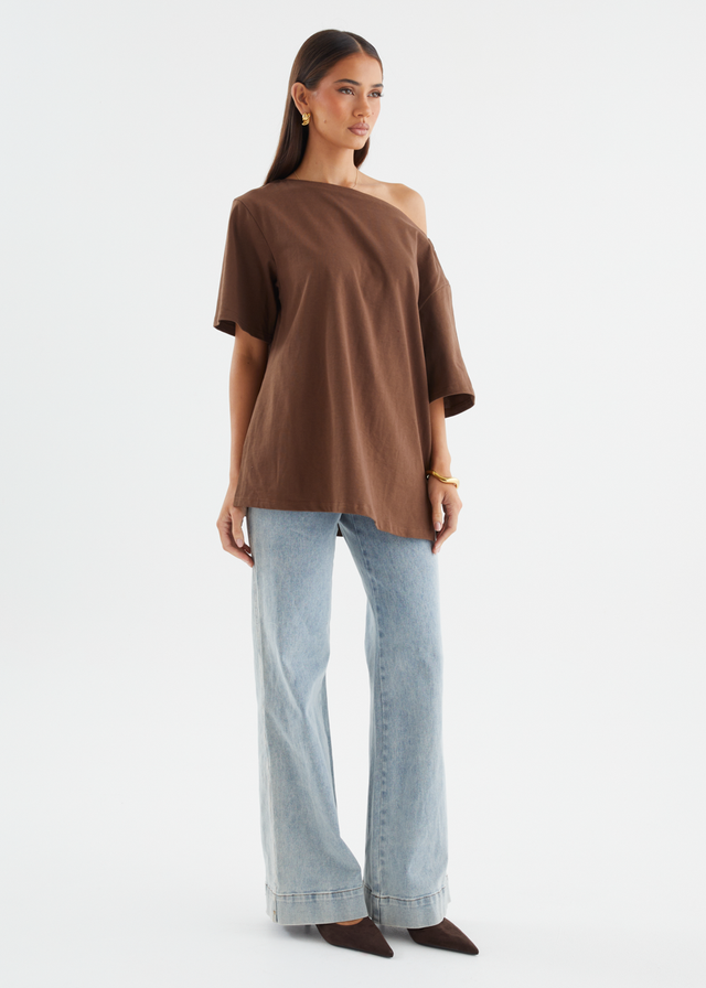 Mylee Drop Shoulder Top - Chocolate