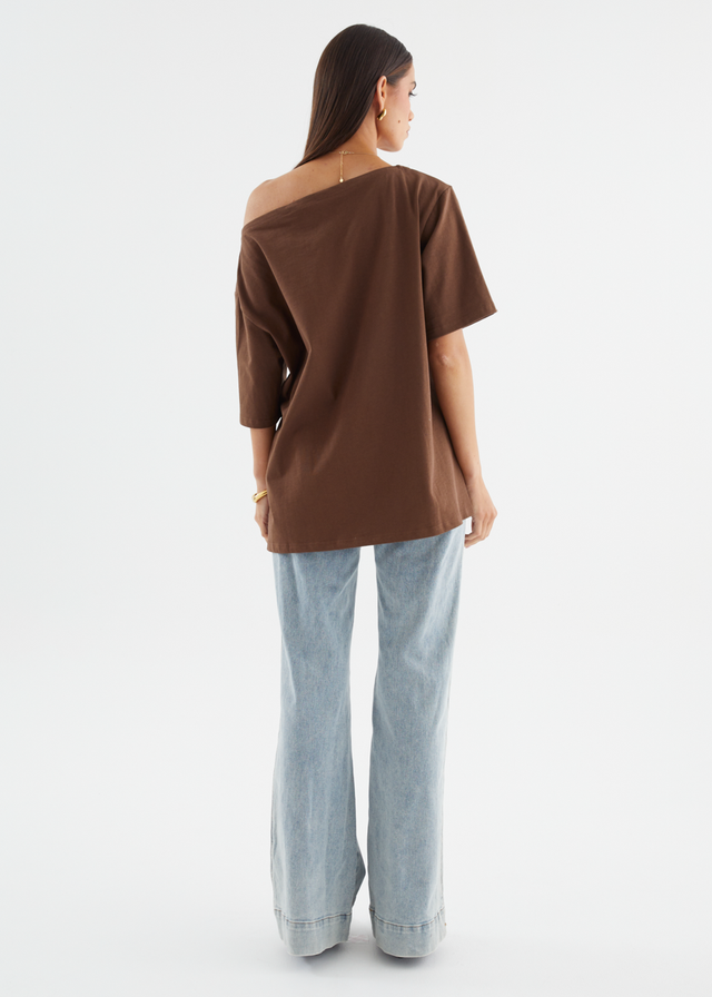 Mylee Drop Shoulder Top - Chocolate
