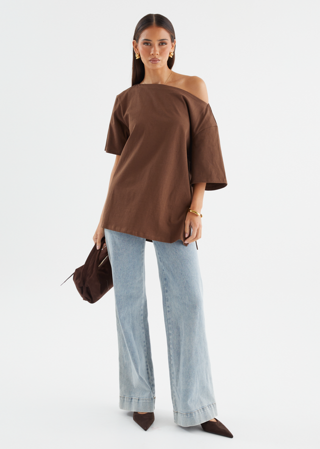 Mylee Drop Shoulder Top - Chocolate