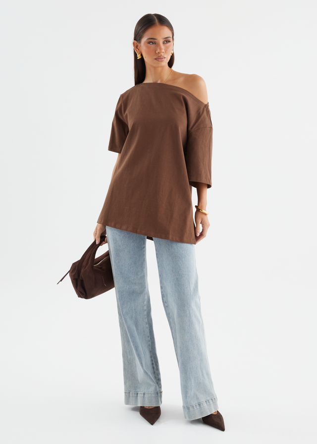 Mylee Drop Shoulder Top - Chocolate