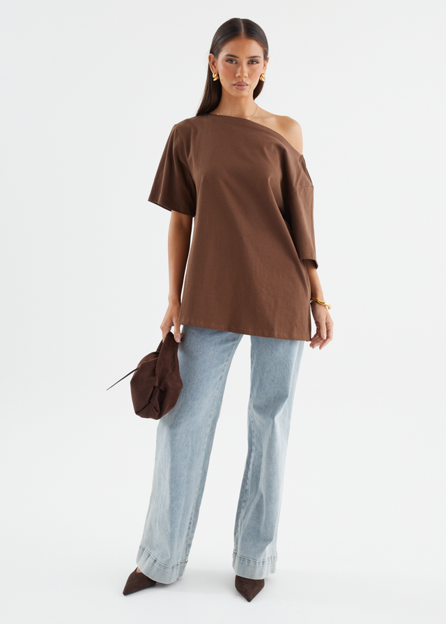 Mylee Drop Shoulder Top - Chocolate