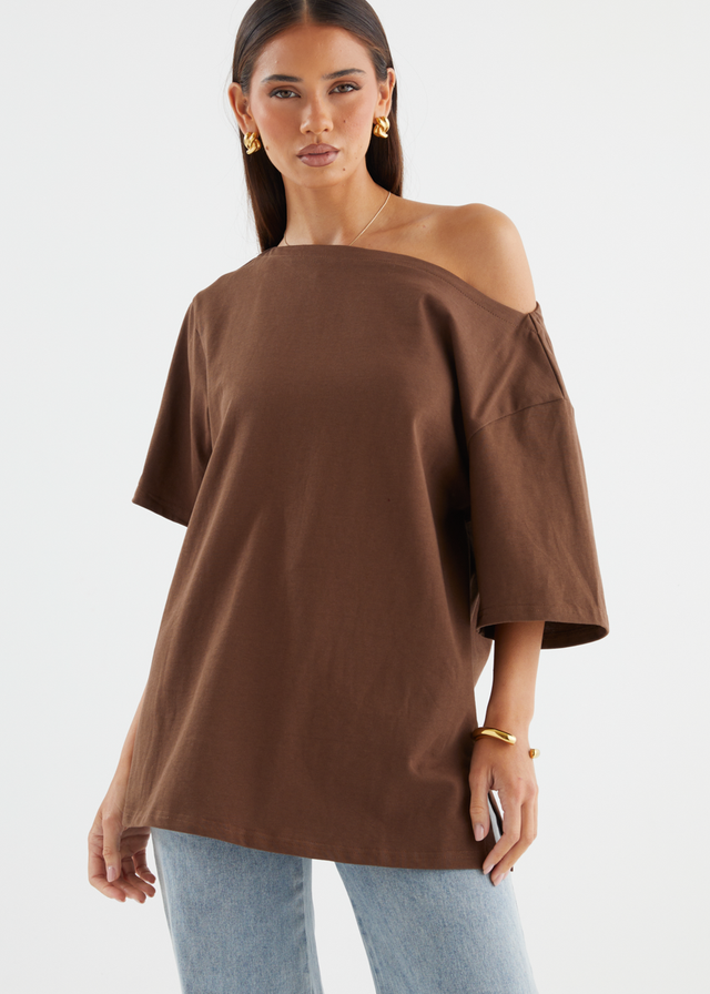 Mylee Drop Shoulder Top - Chocolate