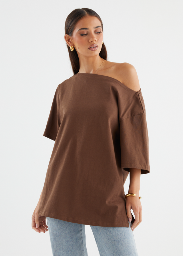 Mylee Drop Shoulder Top - Chocolate