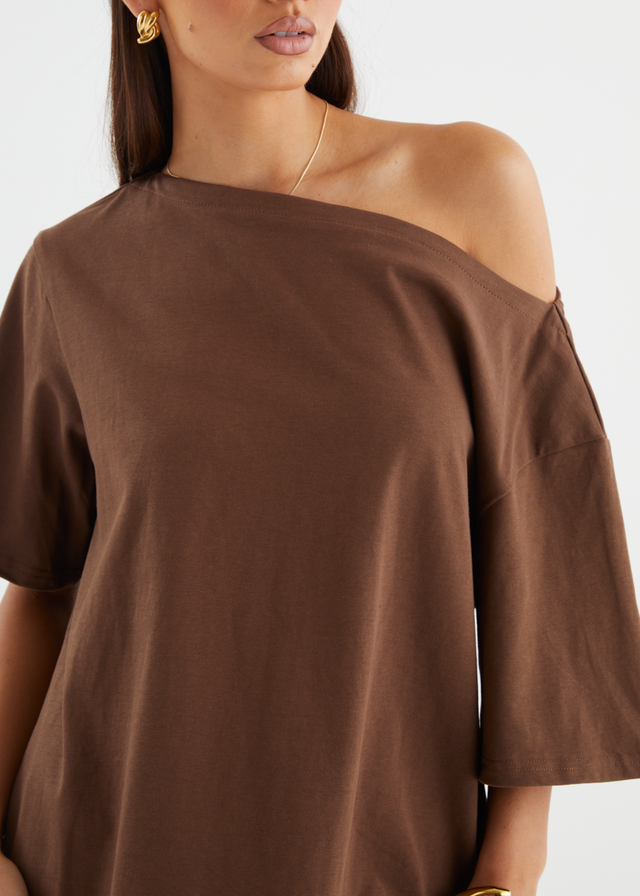 Mylee Drop Shoulder Top - Chocolate