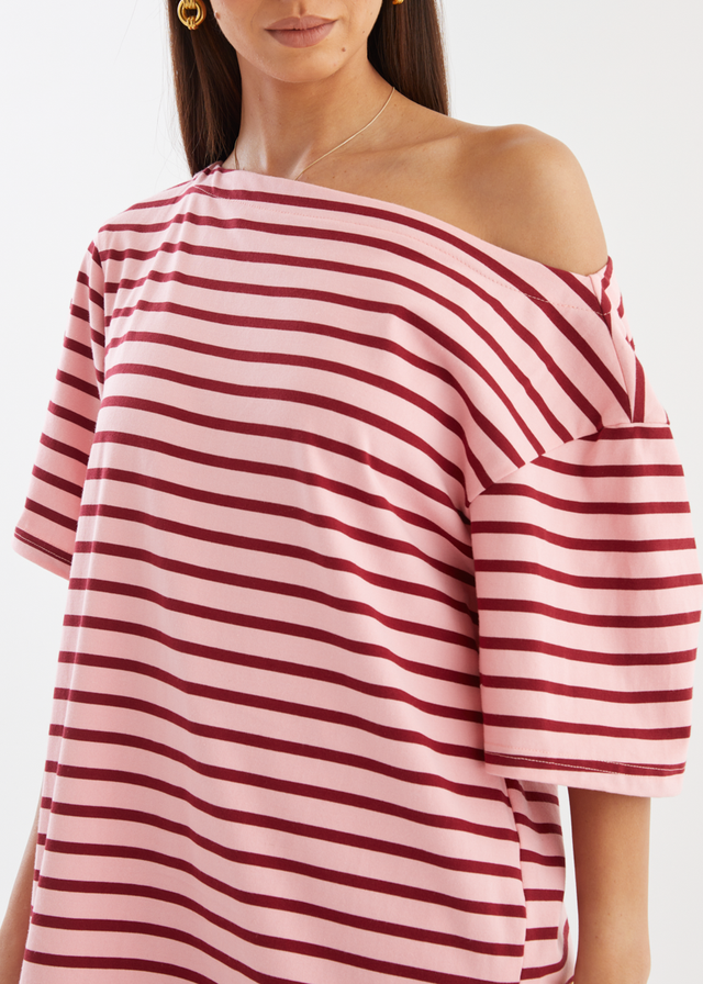 Calle Drop Shoulder Top - Rose Stripe