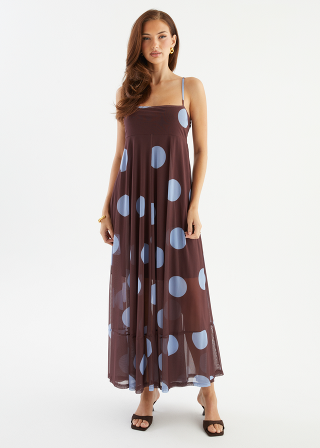 Lutana Maxi Dress - Choc Blue Spot
