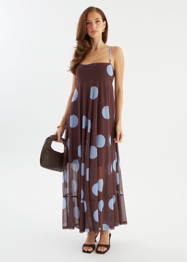 Lutana Maxi Dress - Choc Blue Spot