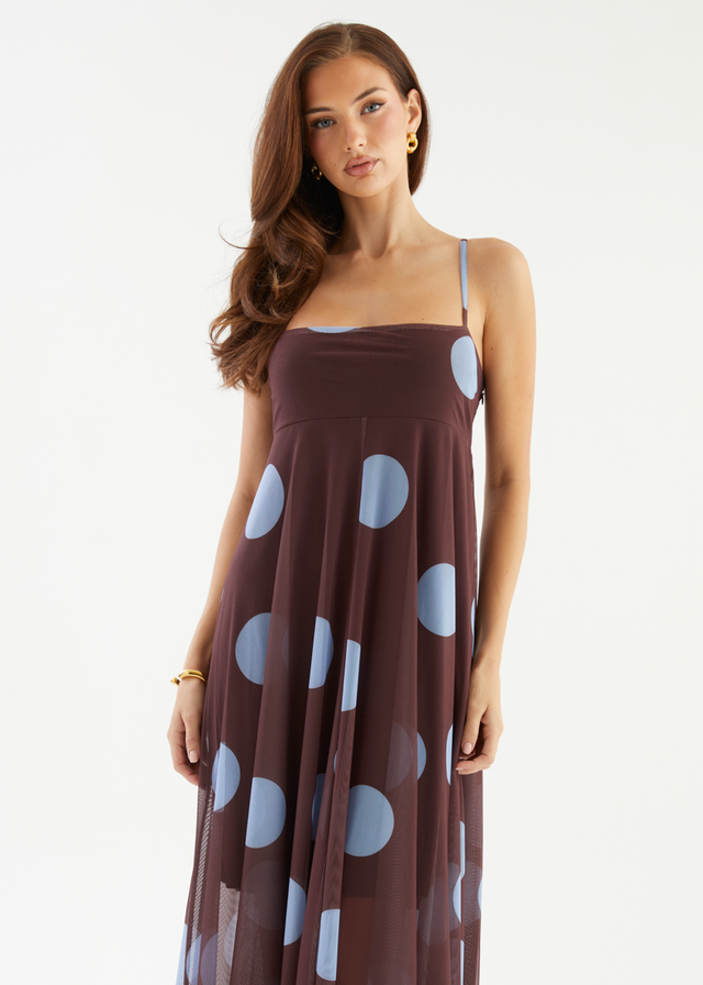 Lutana Maxi Dress - Choc Blue Spot