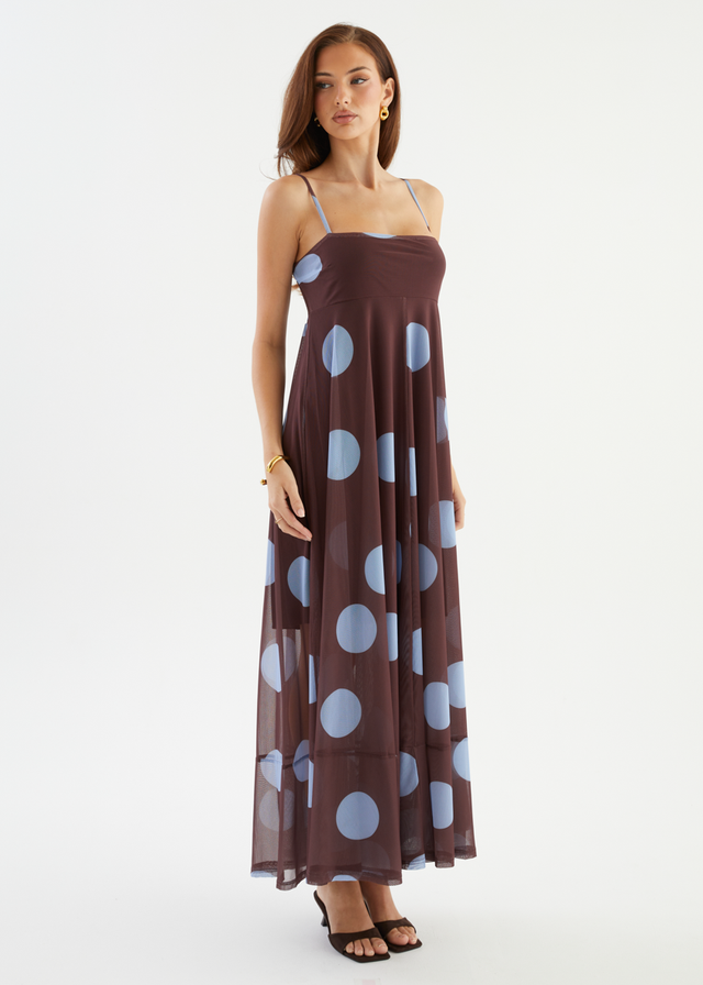 Lutana Maxi Dress - Choc Blue Spot