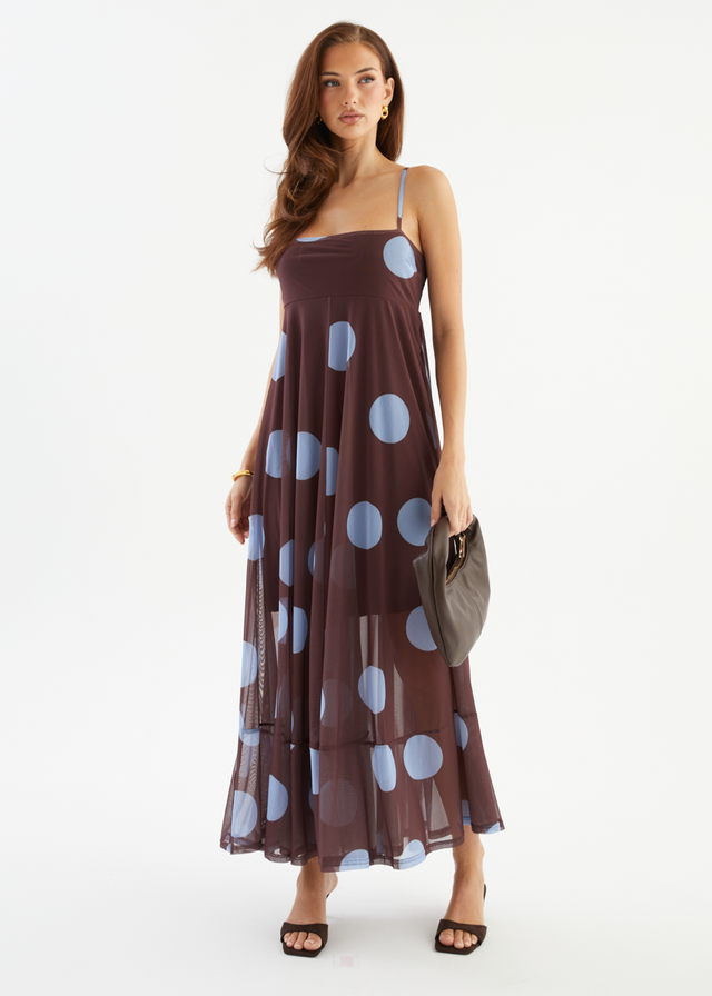 Lutana Maxi Dress - Choc Blue Spot