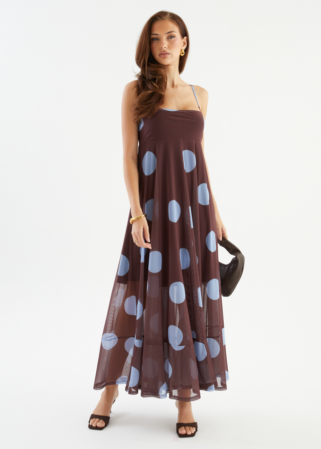 Lutana Maxi Dress - Choc Blue Spot