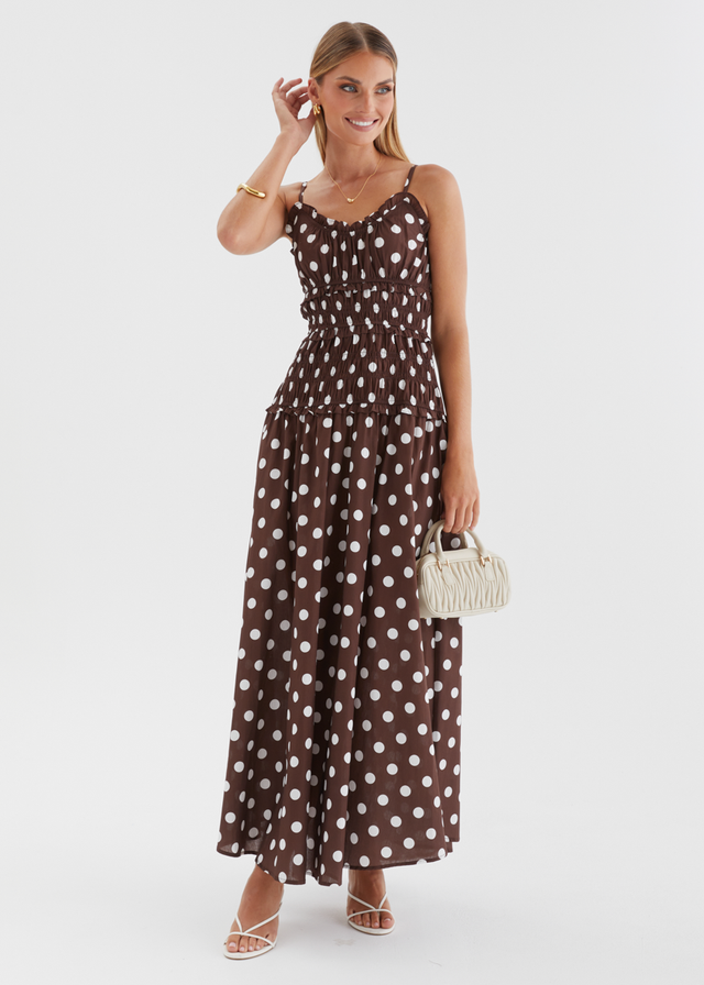 Rihana Maxi Dress - Chocolate Polka