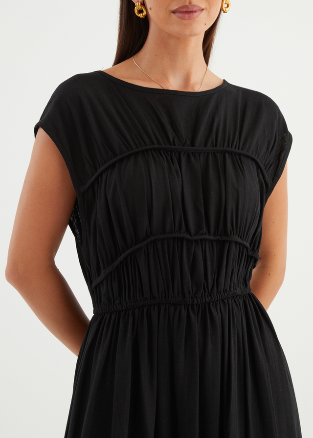 Shreya Midi Dress - Black