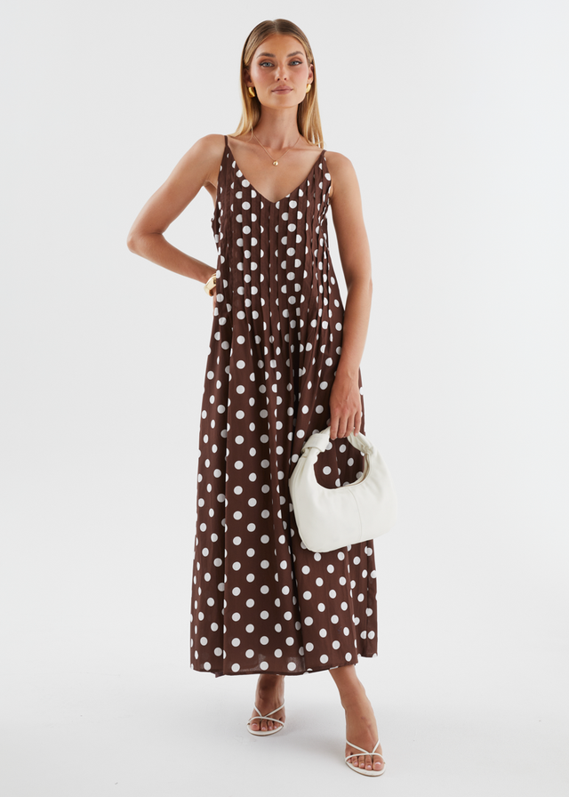 Latiana Maxi Dress - Brown Polka Dot