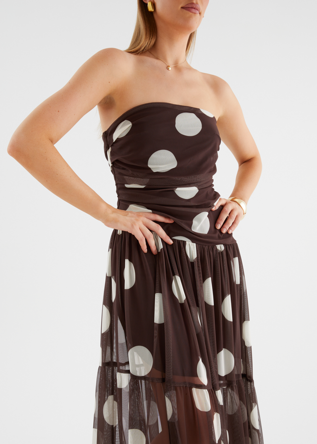 Lusia Strapless Mesh Maxi Dress - Cocoa Spot