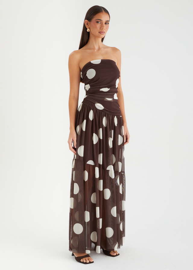 Lusia Strapless Mesh Maxi Dress - Cocoa Spot