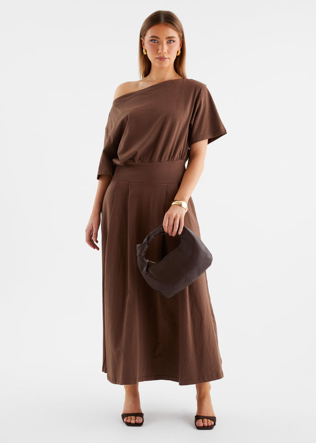 Marcy Drop Shoulder Maxi Dress - Chocolate