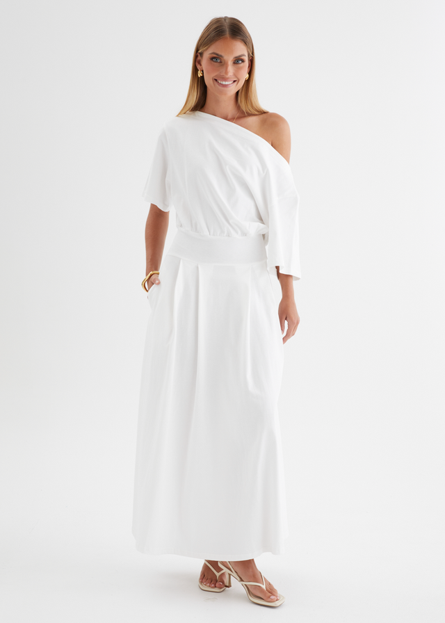 Marcy Drop Shoulder Maxi Dress - Off White