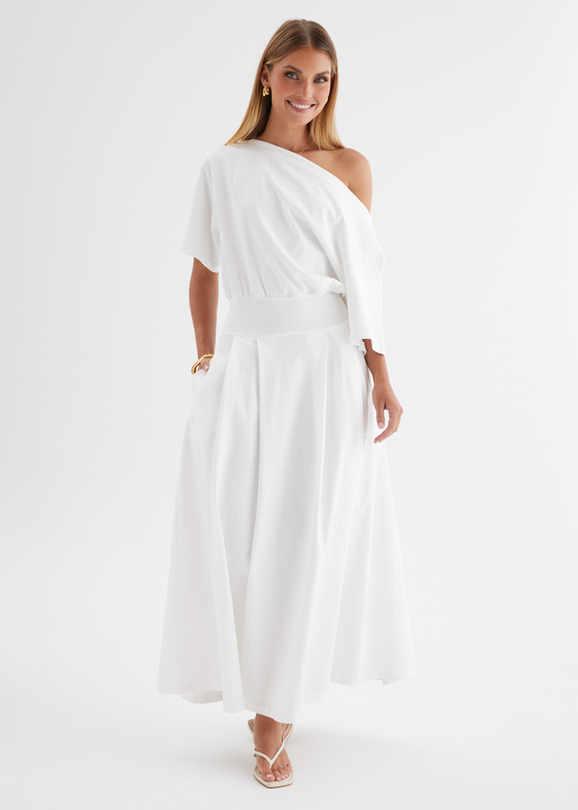 Marcy Drop Shoulder Maxi Dress - Off White