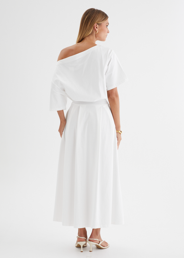Marcy Drop Shoulder Maxi Dress - Off White