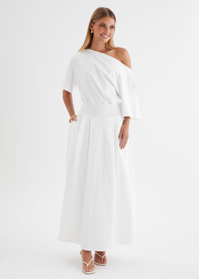 Marcy Drop Shoulder Maxi Dress - Off White