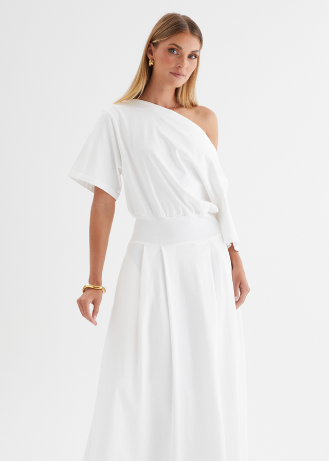 Marcy Drop Shoulder Maxi Dress - Off White