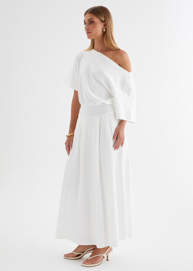 Marcy Drop Shoulder Maxi Dress - Off White
